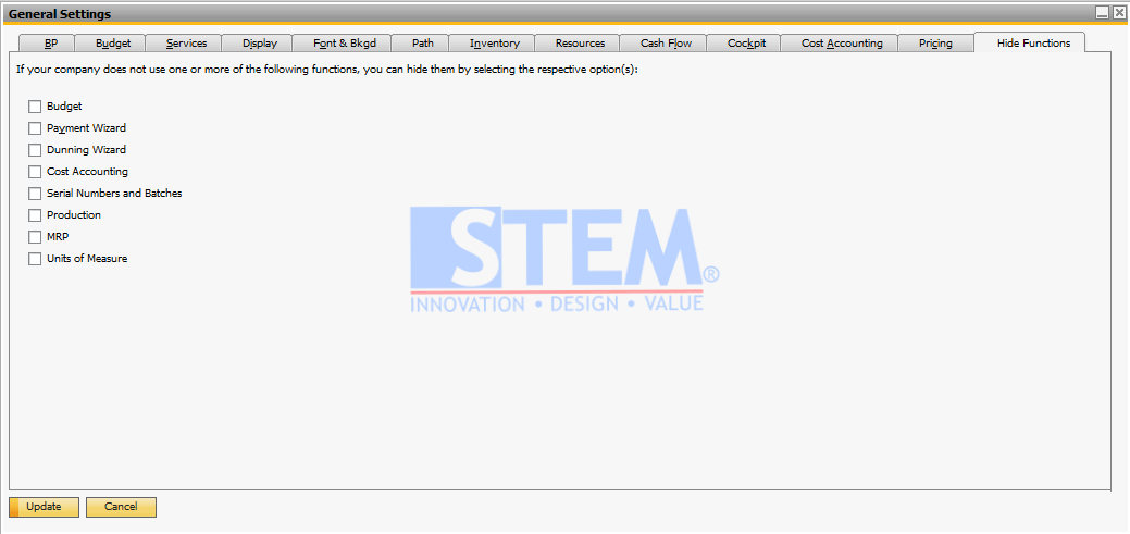 SAP Business One Indonesia Partner/stem-b1-disablehidefunction1