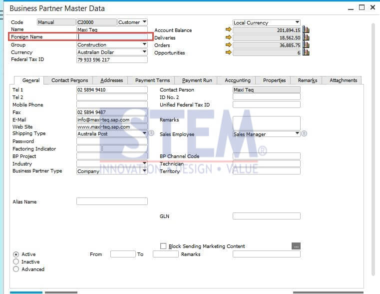 STEM - SAP Business One Indonesia Partner /LookupField1