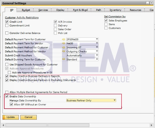 Business Partner Data Ownership – SAP Business One 9.2