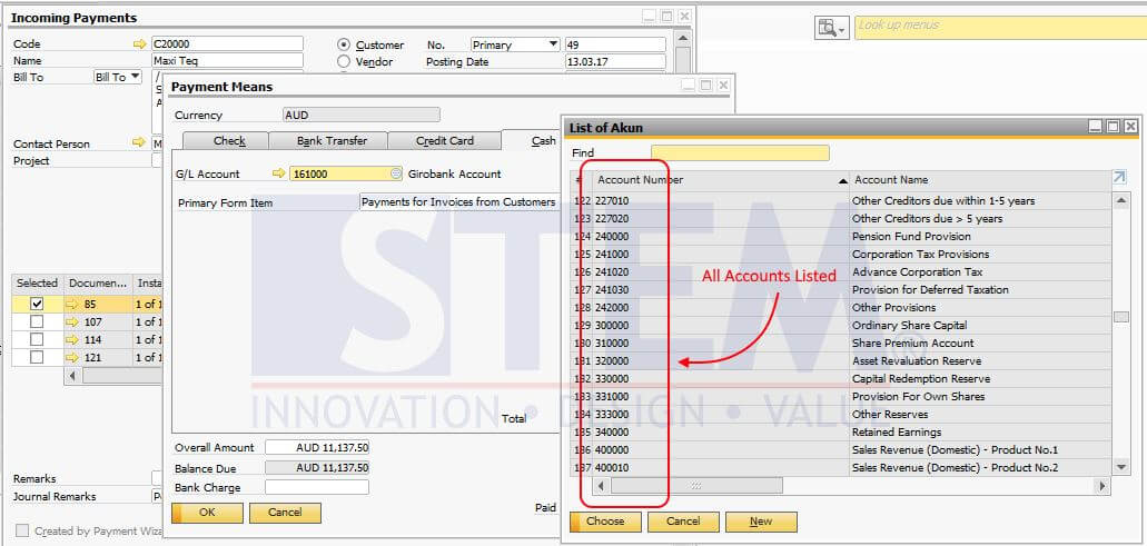 SAP_BusinessOne_Tips_STEM-OnlyAllowCashAccount_01