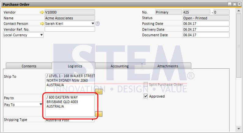 Address Format using previous setup