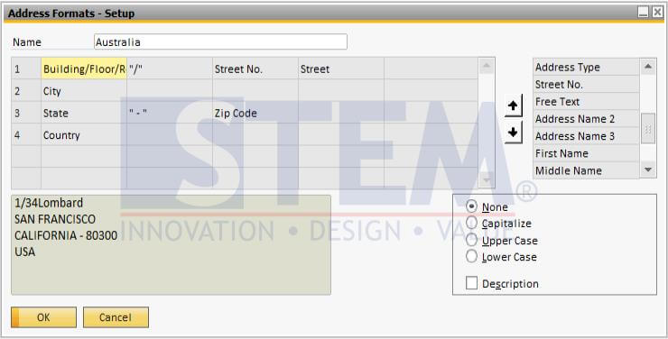 Address Format Setup - New Setup