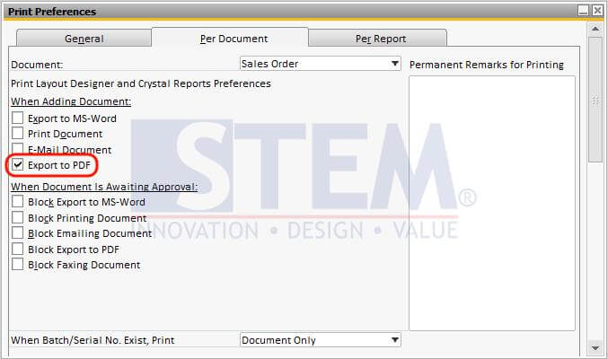 Automatically Export and Attach - Setup Printing Per Document