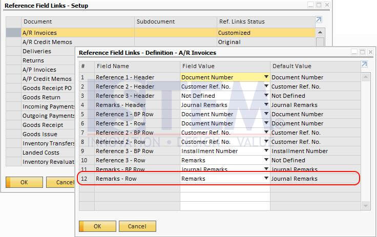 Journal Entry Reference & Remark Information - Setup