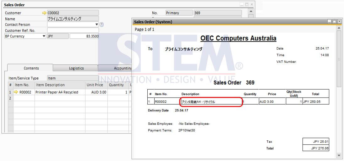SAP Business One Multi Language Support - Result