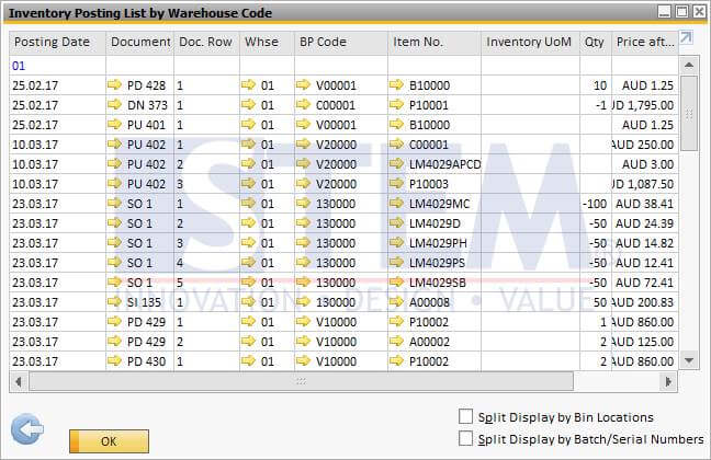 SAP Business One Tips - STEM - Inventory Posting List by Others