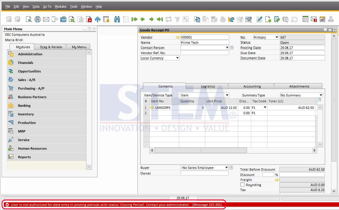 SAP_BusinessOne_Tips-STEM-Closing The Period From Any Transactions 01