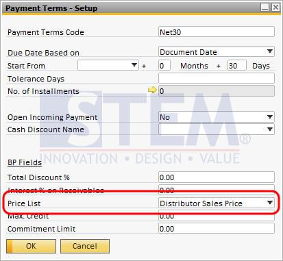 Price List assignment in Payment Terms