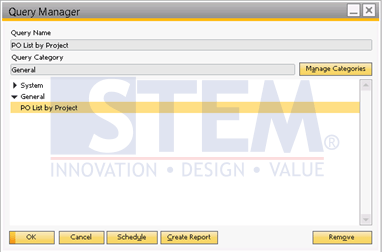 SAP Business One Tips - STEM - Shortcut To User Query