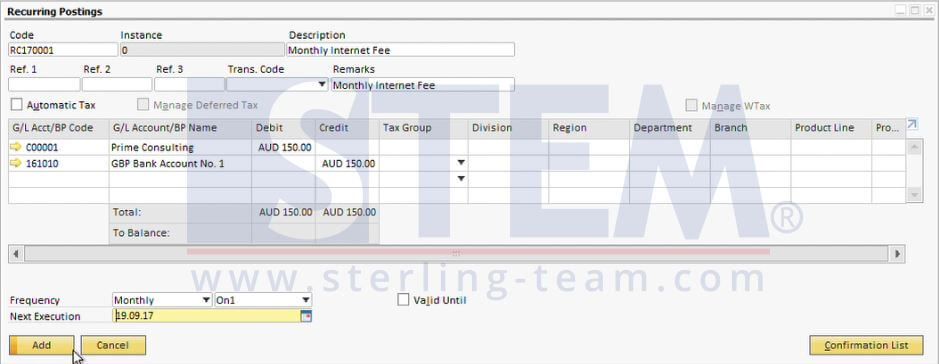 Fig 01. Create Recurring Posting