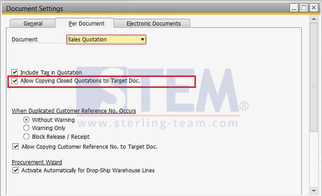 SAP_BusinessOne_Tips-STEM-Setting For Reuse Your Sales Quotation