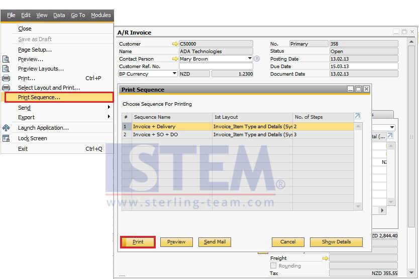 SAP_BusinessOne_Tips-STEM-Setting and Customize Print Sequence_4