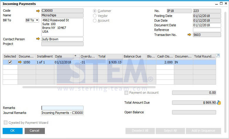 Invoice with Closed Credit Memo