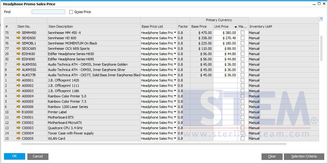 Cleaning Your Price List from Unpriced Items