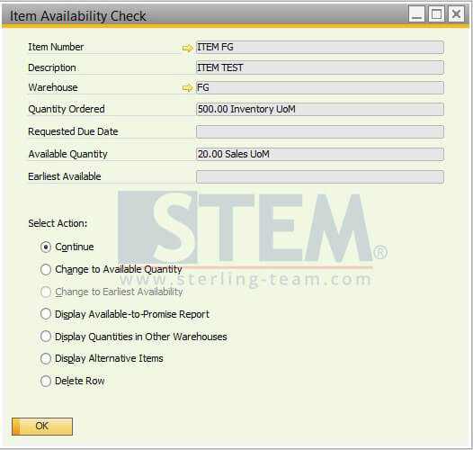 Item Availability Check on Sales Order