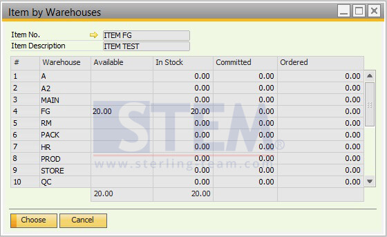 Option Display Quantities in Other Warehouse