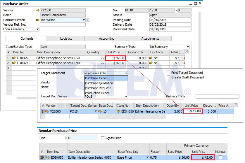 Create PO From SO Using Procurement Document on SAP B1