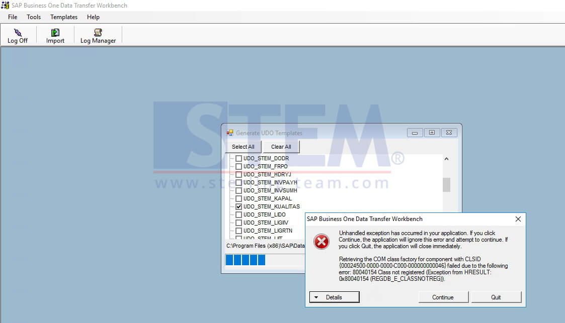 Data Transfer Workbench Error Can't Generate UDO Template