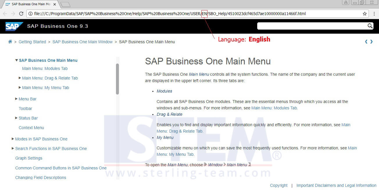 Change Language of Online Help SAP Business One 9.3