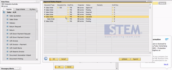 Change Your Approval Status on Approval Status Report