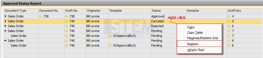 Change Your Approval Status on Approval Status Report