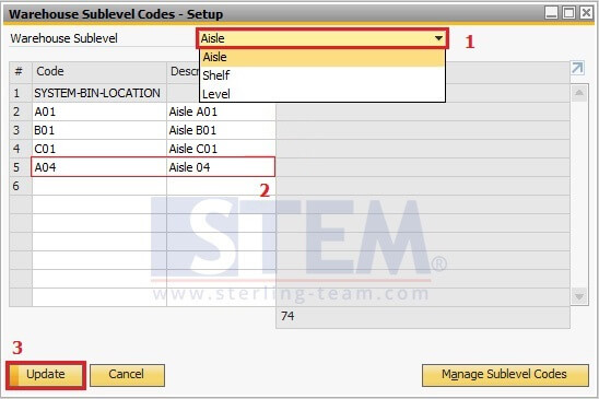 Set Your Warehouse Sublevel Code