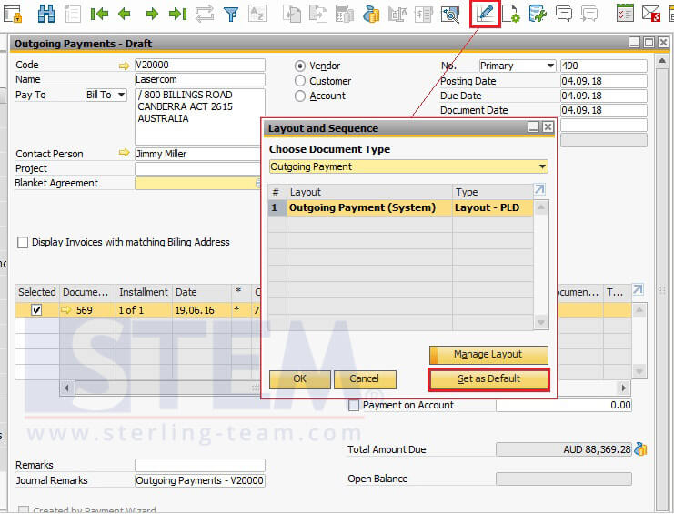 How to change Default Layout with Layout Designer