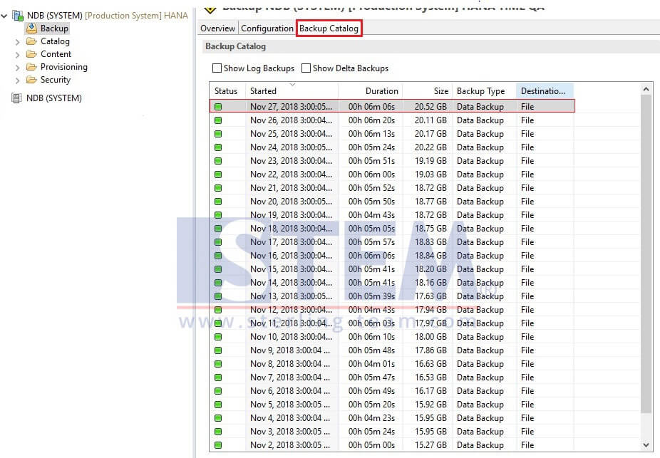 Clean Backup Log on SAP HANA Server with SAP HANA Studio