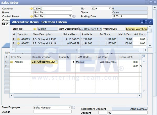 SAP Business One Tips - STEM SAP Gold Partner Indonesia - Set Alternative Items on SAP B1