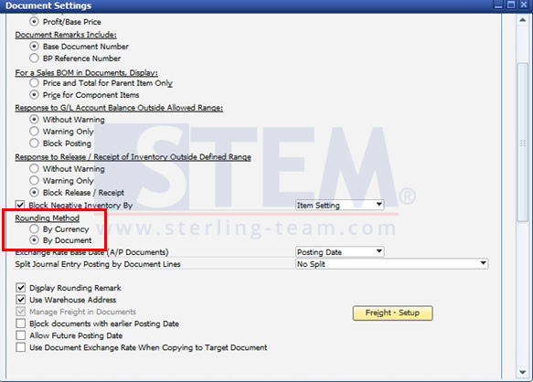 SAP Business One Tips - STEM SAP Gold Partner Indonesia - Rounding Method on SAP B1