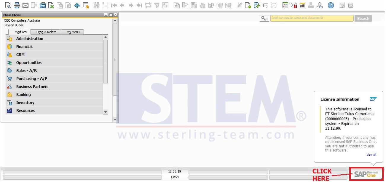 SAP Business One Tips - STEM SAP Gold Partner Indonesia - How to Close License Information Pop Up on Your Screen