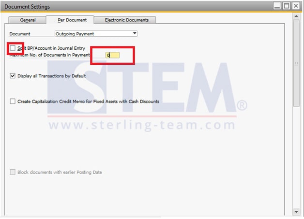 SAP Business One Tips - STEM SAP Gold Partner Indonesia - Set Maximum Number of Documents in Payment