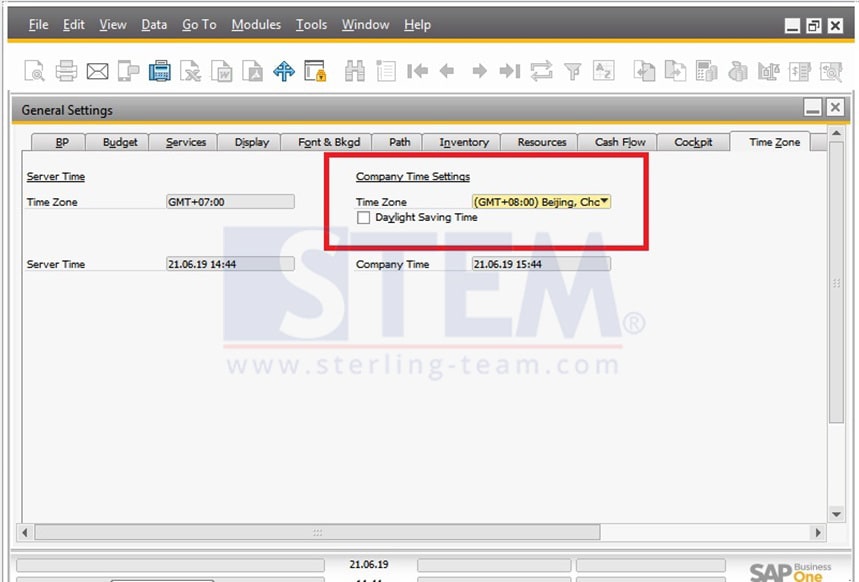 SAP_Business_One_Tips-STEM-Different Time Zone Between Server and Company on SAP B1_02