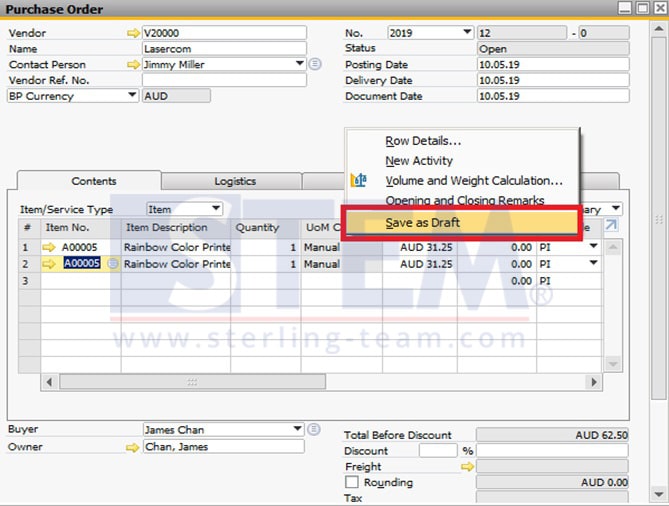 SAP Business One Tips - STEM SAP Gold Partner Indonesia - Know Your Draft Documents