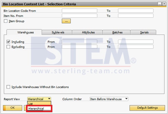 SAP Business One Tips - STEM SAP Gold Partner Indonesia - Bin Location Content List Report for View Bin Location Hierarchies