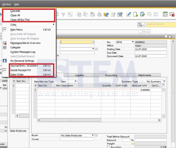 SAP_Business_One_Tips-STEM-Managing Multiple Open Windows on SAP B1