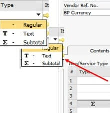 Menambahkan Teks atau Subtotal di Dokumen Marketing Tipe Item SAP Business One