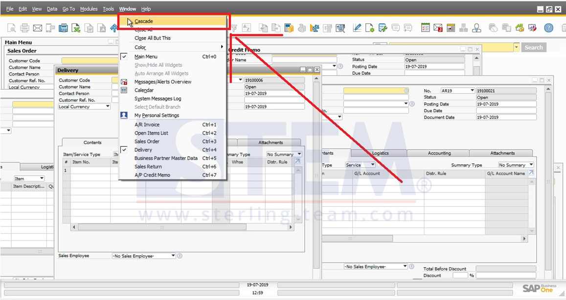 SAP_Business_One_Tips-STEM-Cascade Windows Feature on SAP B1