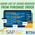 SAP BusinessOne Tips Query List of Goods Received