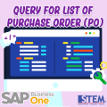 SAP Business One Tips Query for List of PO