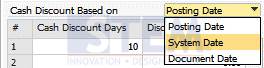 SAP Business One TIps - Cash Discount in Payment Terms