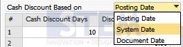 SAP Business One TIps - Cash Discount in Payment Terms