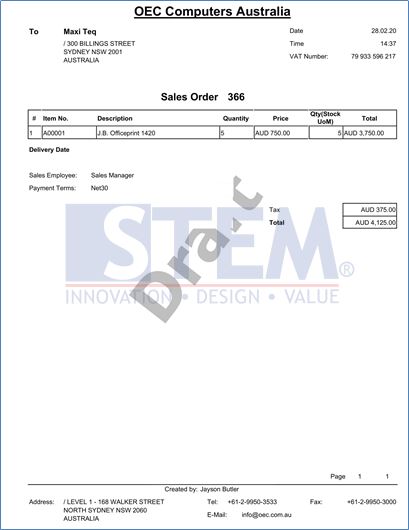 SAP Business One Tips - Watermark In Draft Document