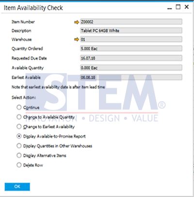 SAP Business One Tips - Automatic Availability Check