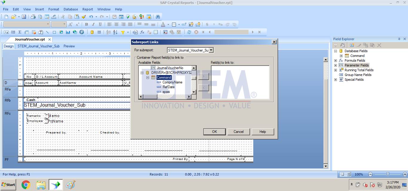 SAP Business One TIps - Crystal Report Passing Parameter to Sub Report