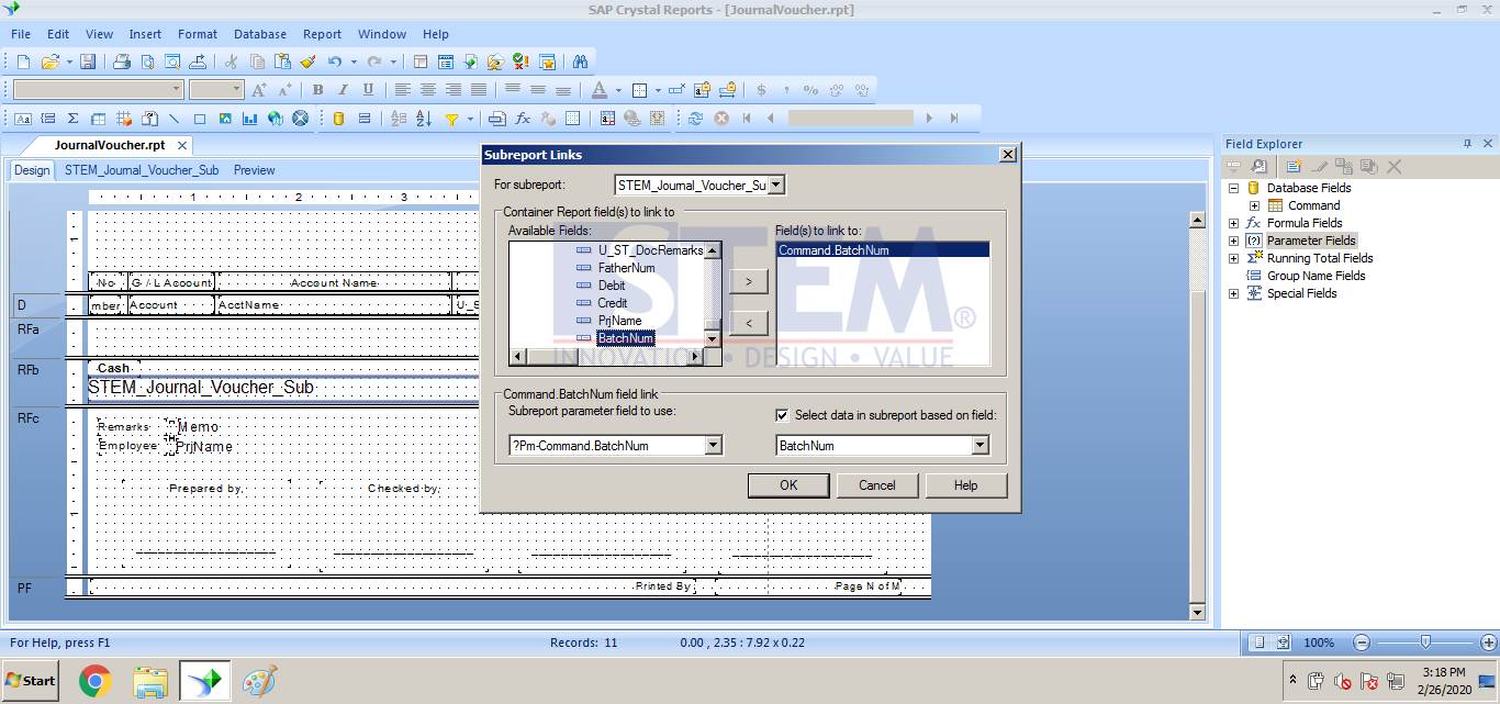 SAP Business One TIps - Crystal Report Passing Parameter to Sub Report