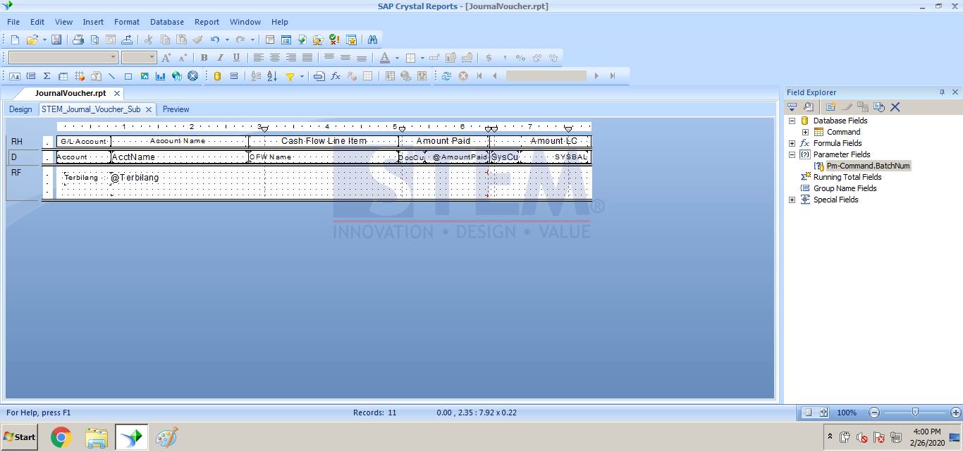 SAP Business One TIps - Crystal Report Passing Parameter to Sub Report