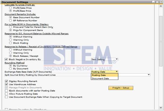 SAP Business One Tips - STEM - Set Exchange Rate For Puchasing Document