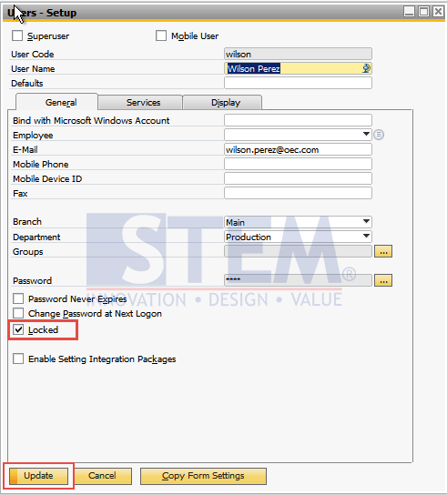 SAP-Business-One-Tips-STEM-Locked-Function-in User-Setup