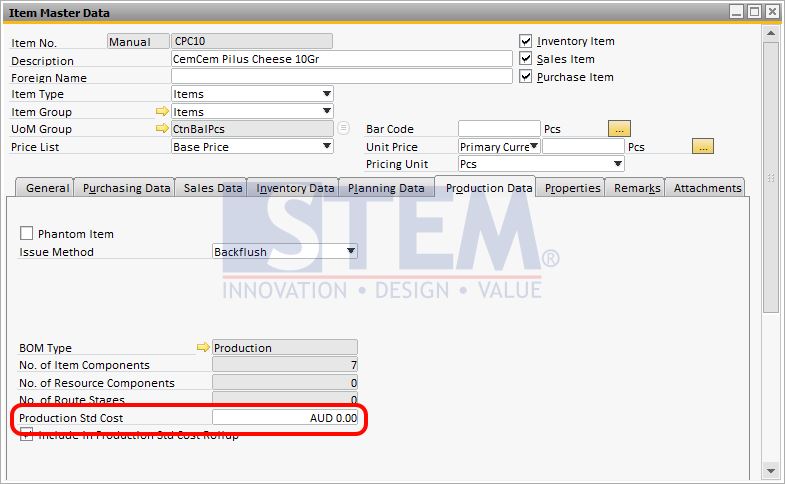 SAP Business One Tips - FG Item Master Data